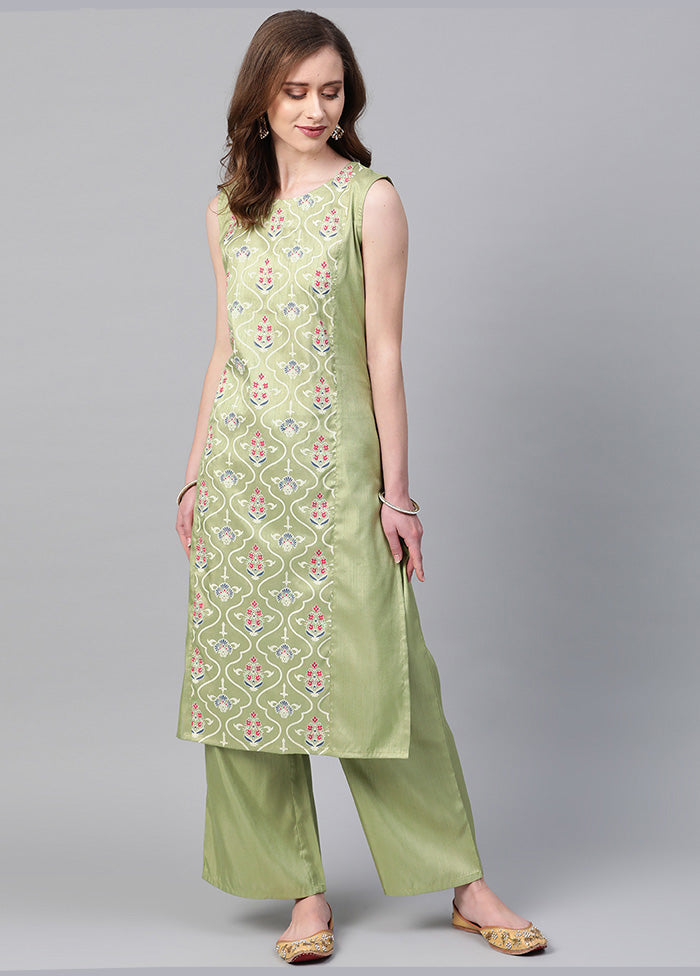 2 Pc Green Readymade Silk Kurti Set VDKSH19052032 - Indian Silk House Agencies