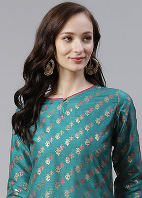 2 Pc Green Readymade Silk Kurti Set VDKSH19052035 - Indian Silk House Agencies
