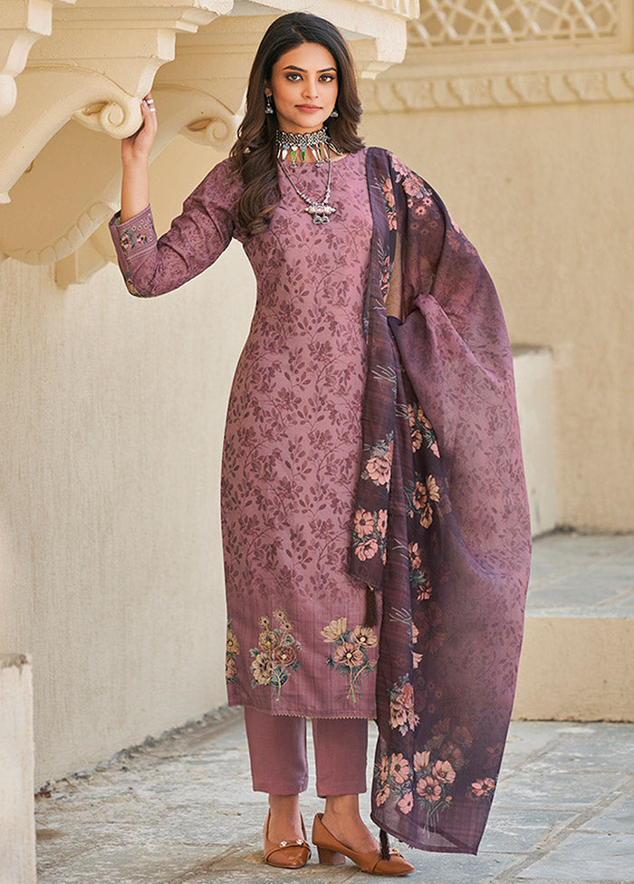 3 Pc Pink Unstitched Cotton Suit Set VDKSH31052120 - Indian Silk House Agencies