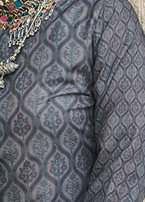 3 Pc Grey Unstitched Cotton Suit Set VDKSH31052121 - Indian Silk House Agencies
