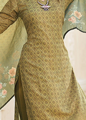 3 Pc Green Unstitched Cotton Suit Set VDKSH31052122 - Indian Silk House Agencies