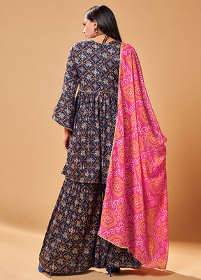 3 Pc Navy Blue Readymade Rayon Suit Set VDKSH31052074 - Indian Silk House Agencies