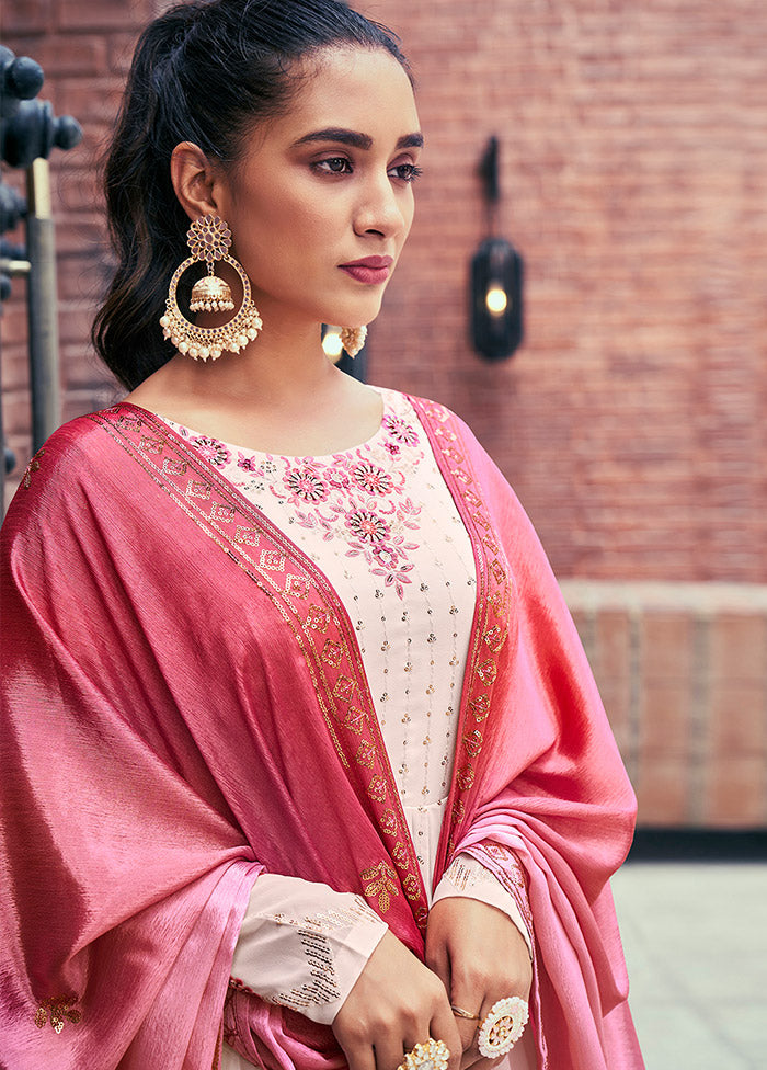 3 Pc Light Pink Readymade Georgette Suit Set VDKSH31052076 - Indian Silk House Agencies