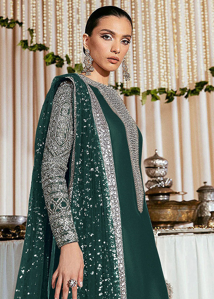 3 Pc Green Semi Stitched Georgette Suit Set VDKSH31052104 - Indian Silk House Agencies
