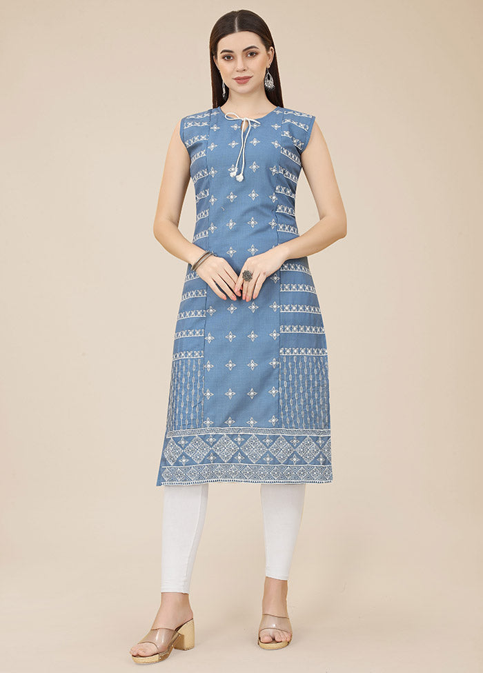 Blue Readymade Cotton Kurti VDKSH31052061 - Indian Silk House Agencies