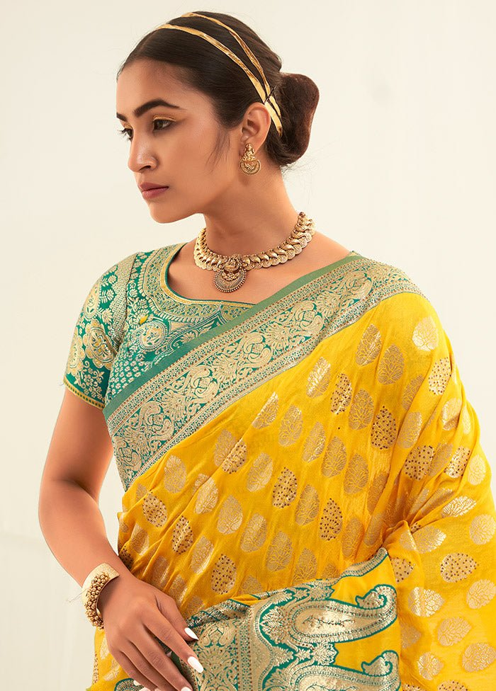 Yellow Spun Silk Saree With Blouse Piece - Indian Silk House Agencies