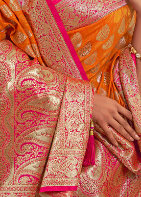 Orange Spun Silk Saree With Blouse Piece - Indian Silk House Agencies