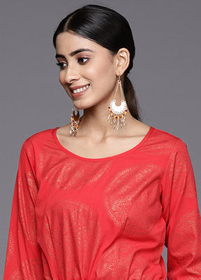 Red Silk Printed Jumpsuit Set VDKSH02062086 - Indian Silk House Agencies