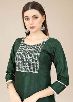 Green Readymade Silk Straight Kurti VDKSH02062074 - Indian Silk House Agencies