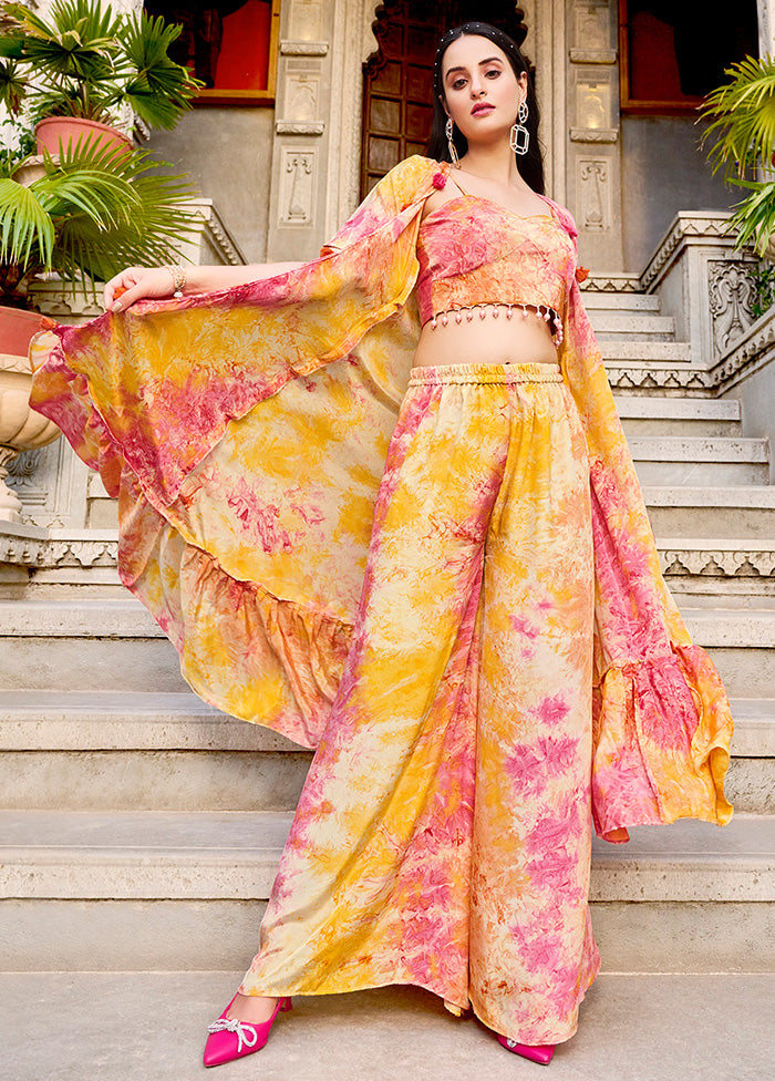 3 Pc Yellow Readymade Pure Silk Suit Set VDKSH02062120 - Indian Silk House Agencies