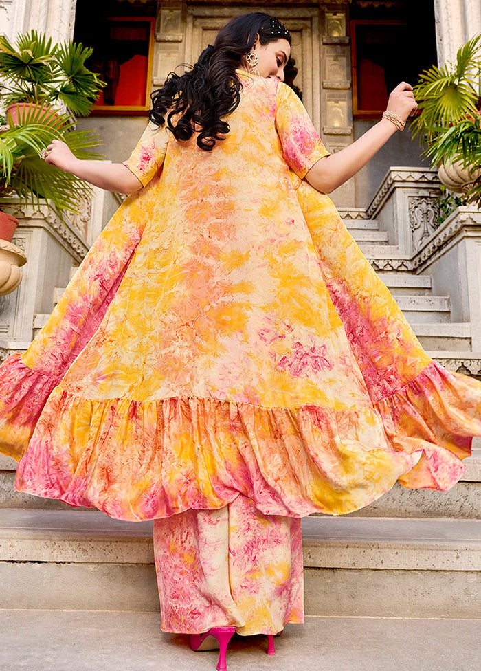 3 Pc Yellow Readymade Pure Silk Suit Set VDKSH02062120 - Indian Silk House Agencies