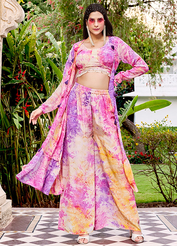 3 Pc Purple Readymade Pure Silk Suit Set VDKSH02062121 - Indian Silk House Agencies