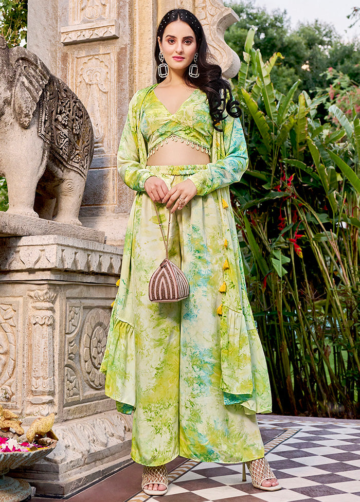 3 Pc Green Readymade Pure Silk Suit Set VDKSH02062122 - Indian Silk House Agencies