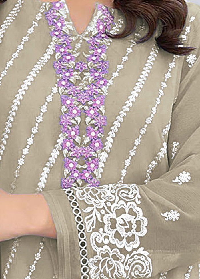 2 Pc Grey Semi Stitched Georgette Kurti Set VDKSH16062099 - Indian Silk House Agencies