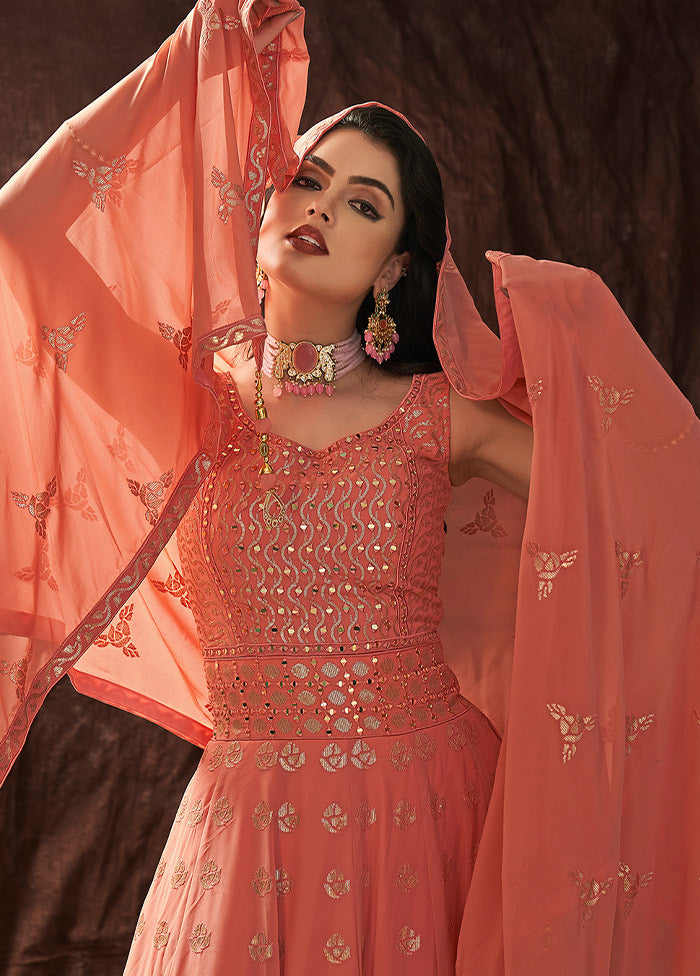 2 Pc Coral Readymade Pure Georgette Gown VDKSH16062085 - Indian Silk House Agencies