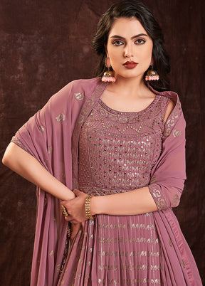 2 Pc Mauve Readymade Pure Georgette Gown VDKSH16062088 - Indian Silk House Agencies