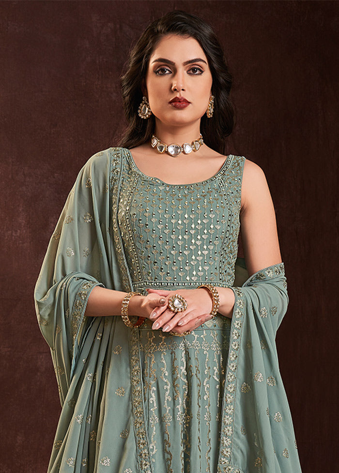 2 Pc Sky Blue Readymade Pure Georgette Gown VDKSH16062091 - Indian Silk House Agencies