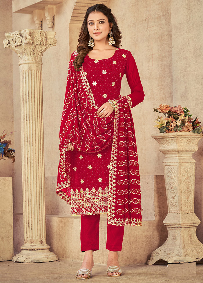 3 Pc Pink Semi Stitched Georgette Suit Set VDKSH16062100 - Indian Silk House Agencies