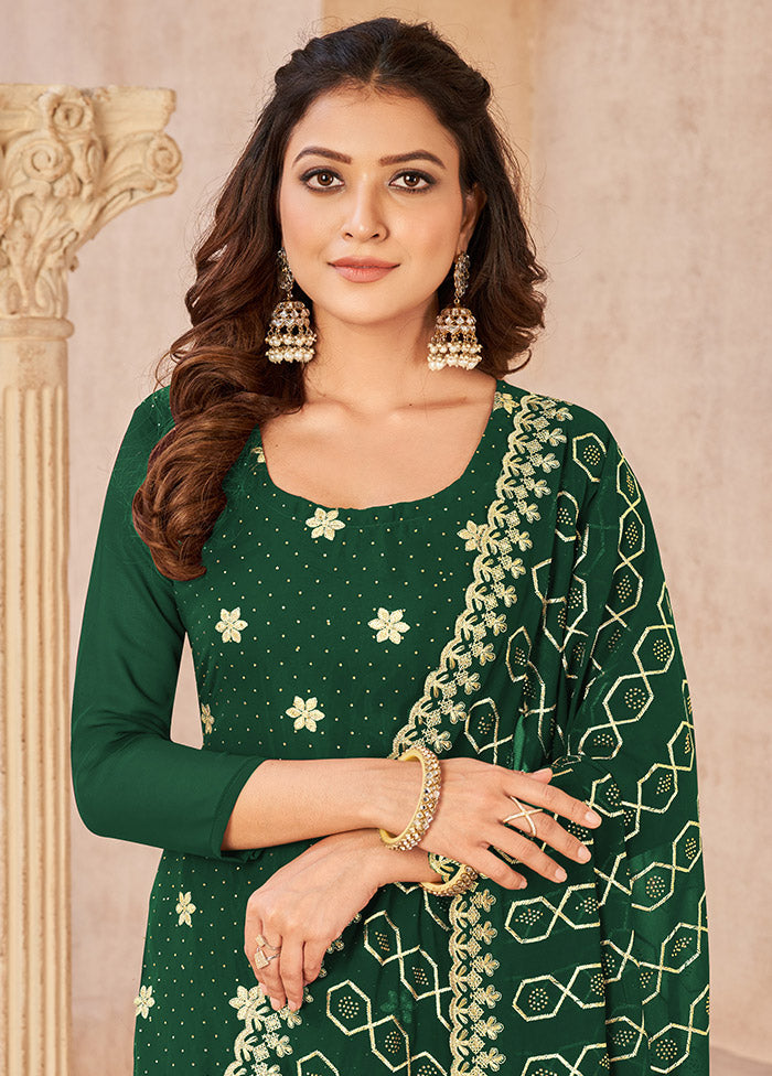 3 Pc Green Semi Stitched Georgette Suit Set VDKSH16062102 - Indian Silk House Agencies