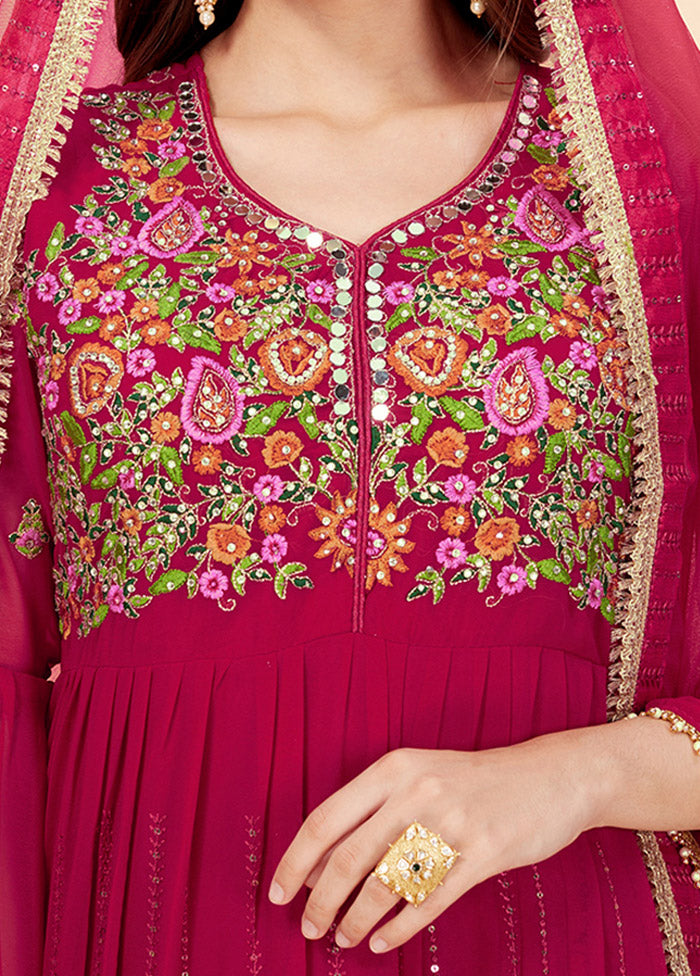 3 Pc Pink Semi Stitched Georgette Suit Set VDKSH19062075 - Indian Silk House Agencies