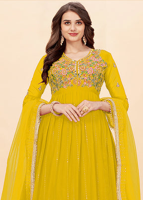 3 Pc Yellow Semi Stitched Georgette Suit Set VDKSH19062076 - Indian Silk House Agencies