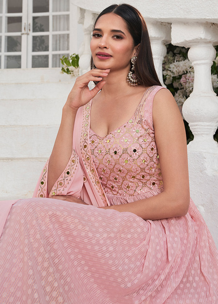 3 Pc Pink Readymade Georgette Suit Set VDKSH19062087 - Indian Silk House Agencies