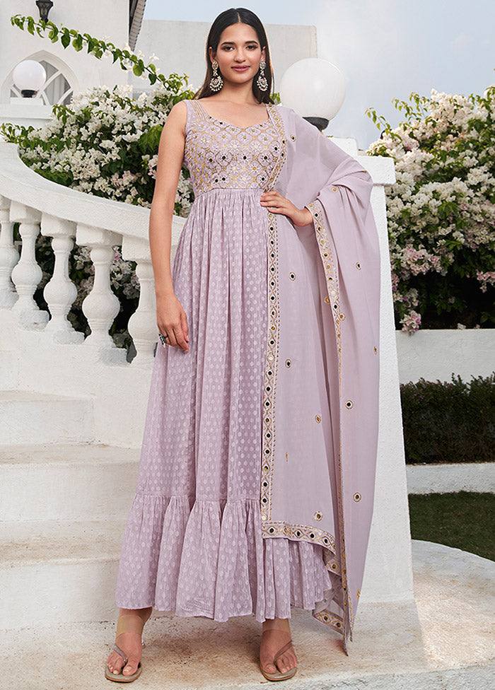 3 Pc Lavender Readymade Georgette Suit Set VDKSH19062089 - Indian Silk House Agencies