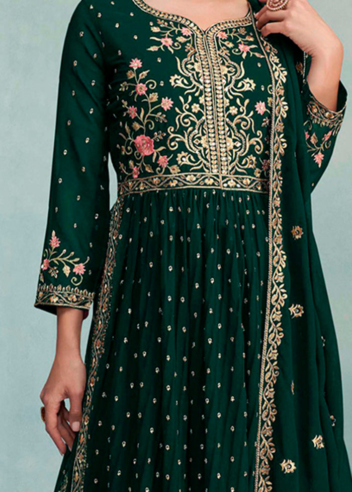 3 Pc Green Readymade Georgette Suit Set VDKSH29062115 - Indian Silk House Agencies