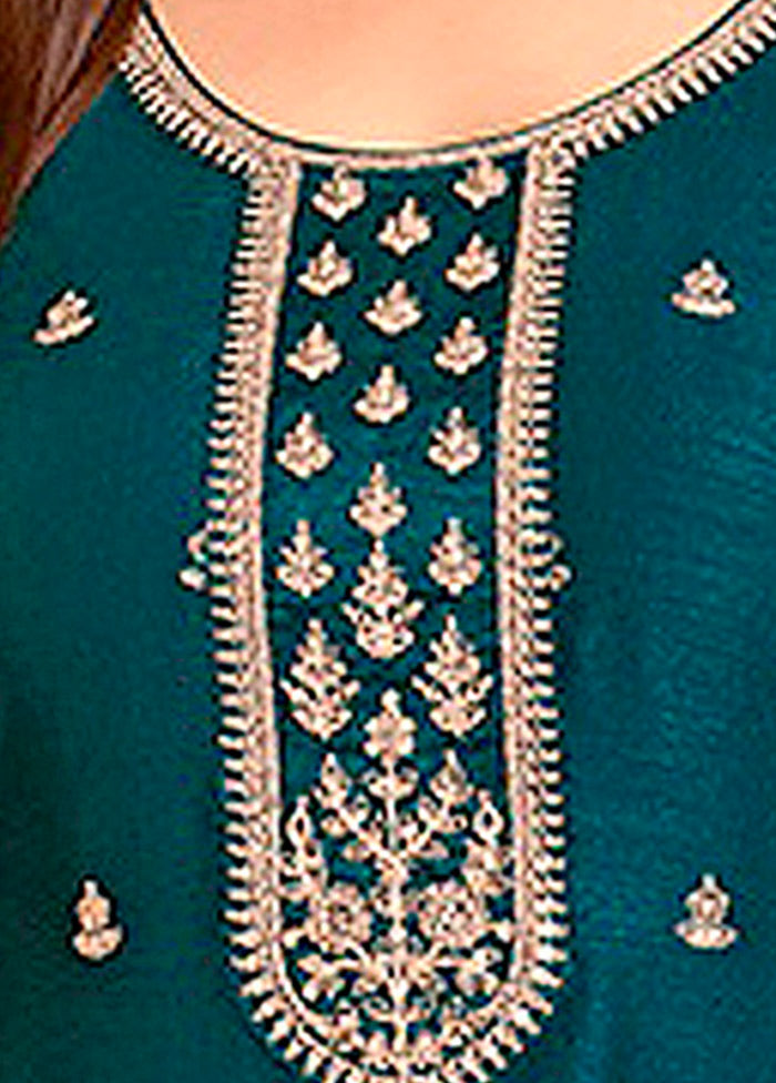 3 Pc Aqua Semi Stitched Georgette Suit Set VDKSH11072071 - Indian Silk House Agencies