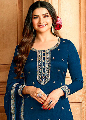 3 Pc Blue Semi Stitched Georgette Suit Set VDKSH11072073 - Indian Silk House Agencies