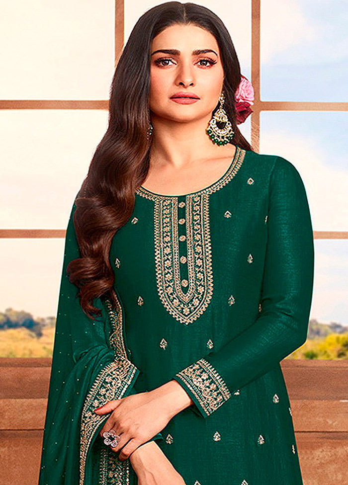 3 Pc Green Semi Stitched Georgette Suit Set VDKSH11072075 - Indian Silk House Agencies