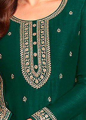 3 Pc Green Semi Stitched Georgette Suit Set VDKSH11072075 - Indian Silk House Agencies