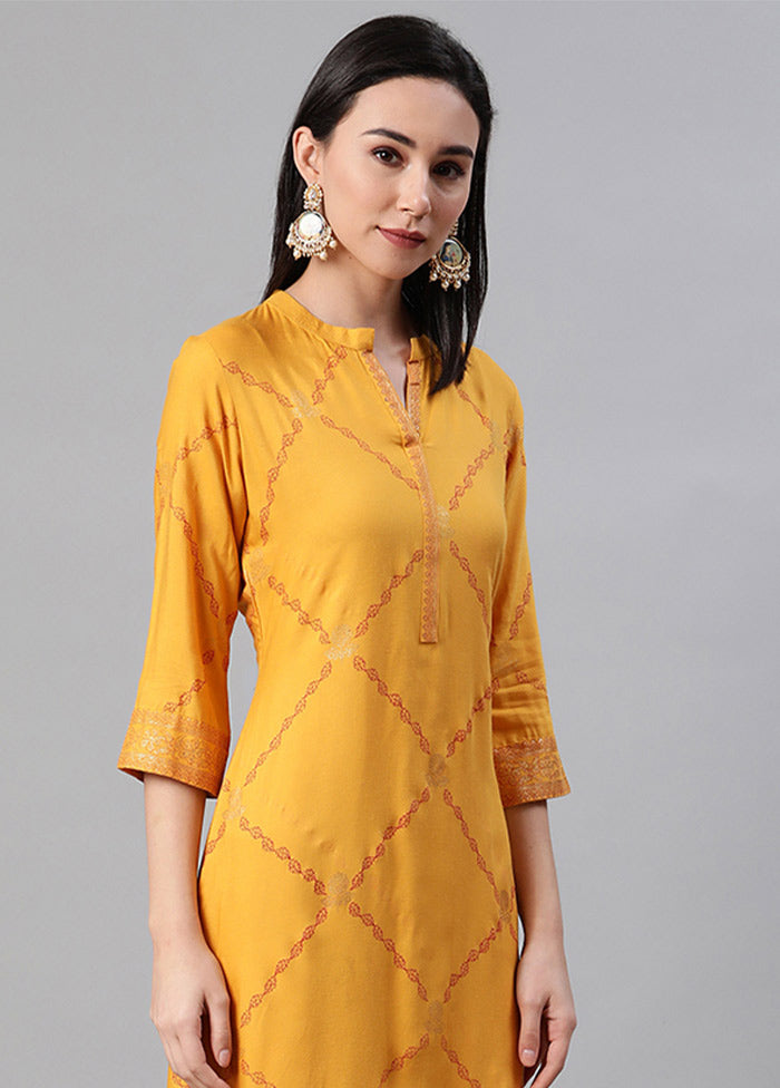 2 Pc Mustard Readymade Rayon Kurti Set VDKSH11072054 - Indian Silk House Agencies