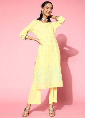 2 Pc Light Yellow Readymade Silk Kurti Set VDKSH11072056 - Indian Silk House Agencies