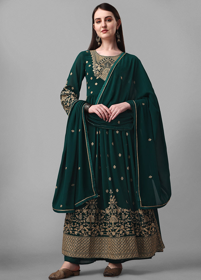 3 Pc Green Semi Stitched Georgette Suit Set VDKSH31072105 - Indian Silk House Agencies