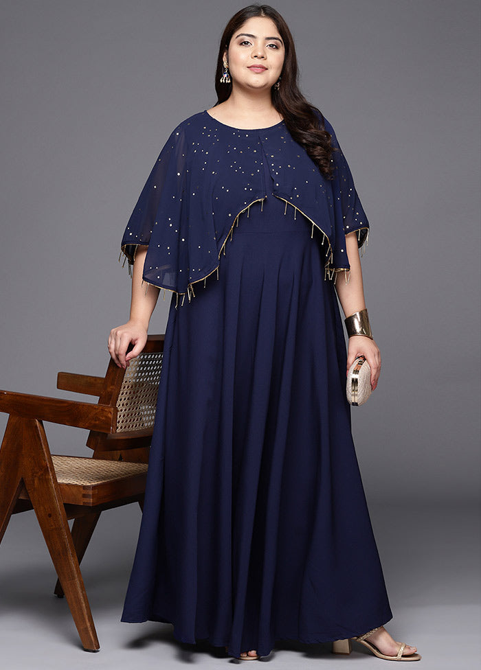 Navy Blue Polyester Indian Dress VDKSH01082064 - Indian Silk House Agencies