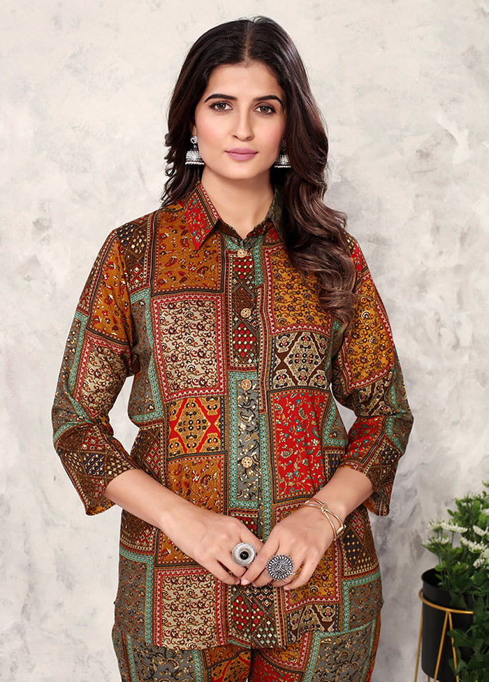 2 Pc Coffee Readymade Rayon Night Suit VDKSH01082074 - Indian Silk House Agencies