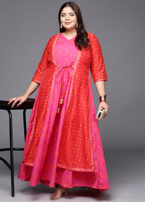 Pink Readymade Polyester Indian Dress VDKSH14082091 - Indian Silk House Agencies