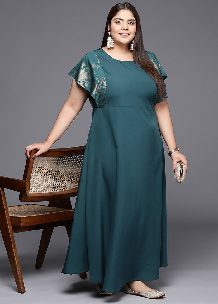 Teal Green Readymade Silk Indian Dress VDKSH14082095 - Indian Silk House Agencies