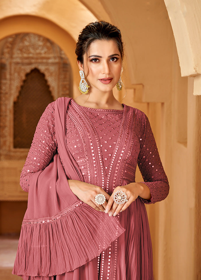 3 Pc Light Pink Readymade Georgette Suit Set VDKSH14082135 - Indian Silk House Agencies