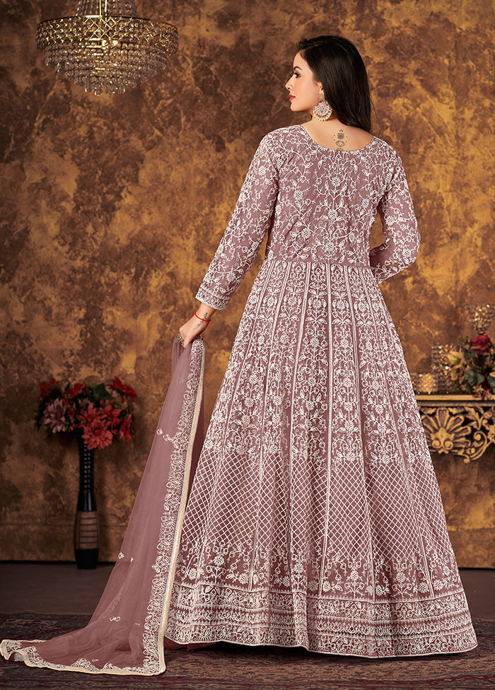 2 Pc Mauve Readymade Net Gown With Dupatta VDKSH14082181 - Indian Silk House Agencies