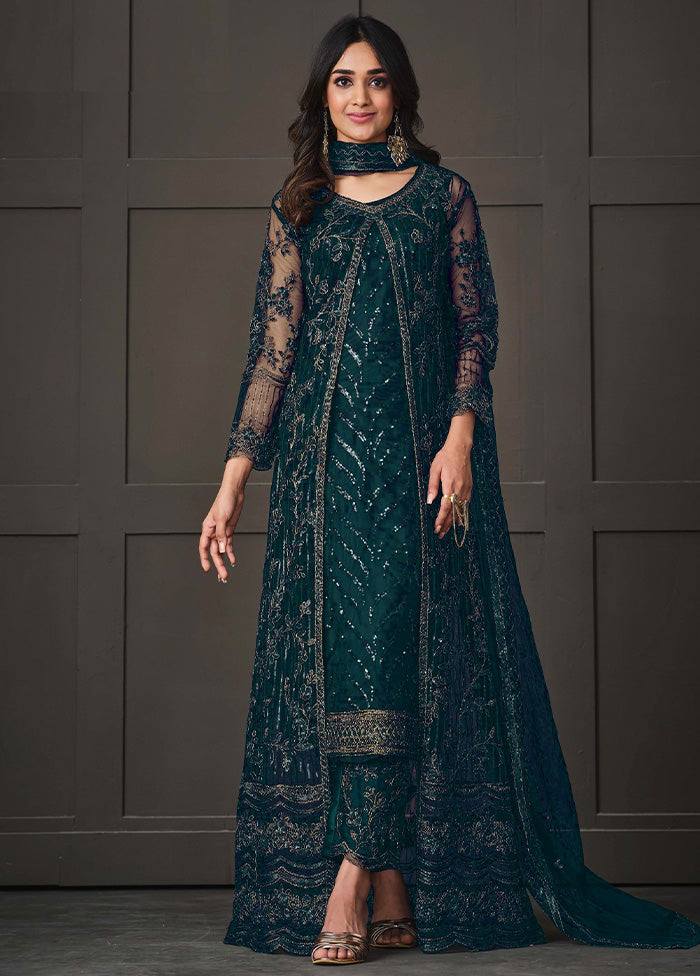 3 Pc Rama Semi Stitched Net Suit Set VDKSH14082146 - Indian Silk House Agencies