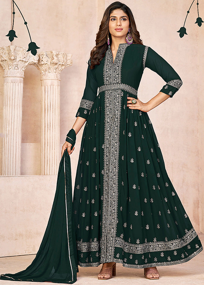 3 Pc Green Semi Stitched Georgette Suit Set VDKSH14082157 - Indian Silk House Agencies