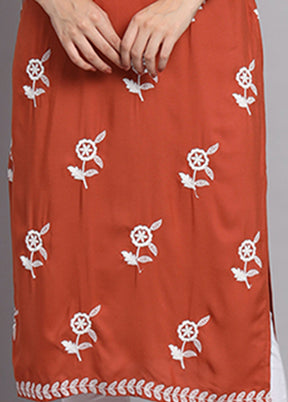 Red Readymade Rayon Long Kurti VDKSH14082114 - Indian Silk House Agencies