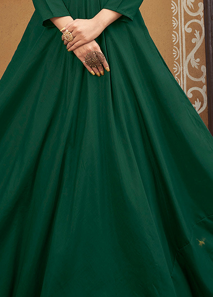 Green Readymade Silk Gown - Indian Silk House Agencies