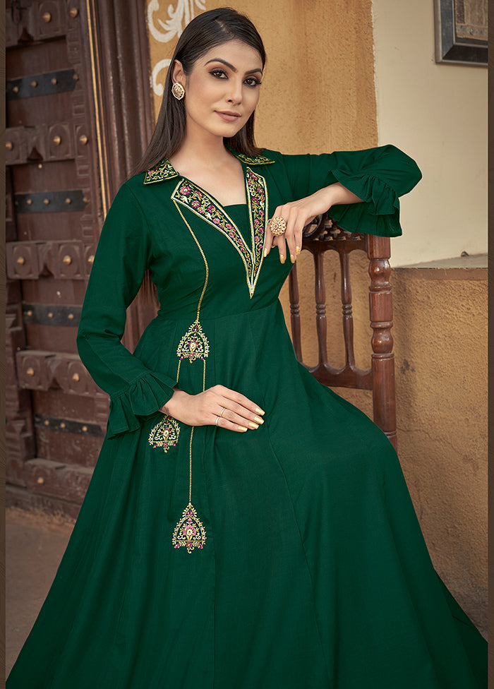 Green Readymade Silk Gown - Indian Silk House Agencies