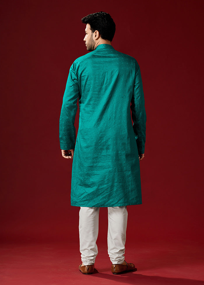 2 Pc Blue Cotton Kurta And Pajama Set - Indian Silk House Agencies