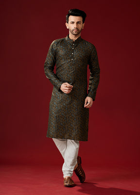 2 Pc Brown Cotton Kurta And Pajama Set - Indian Silk House Agencies