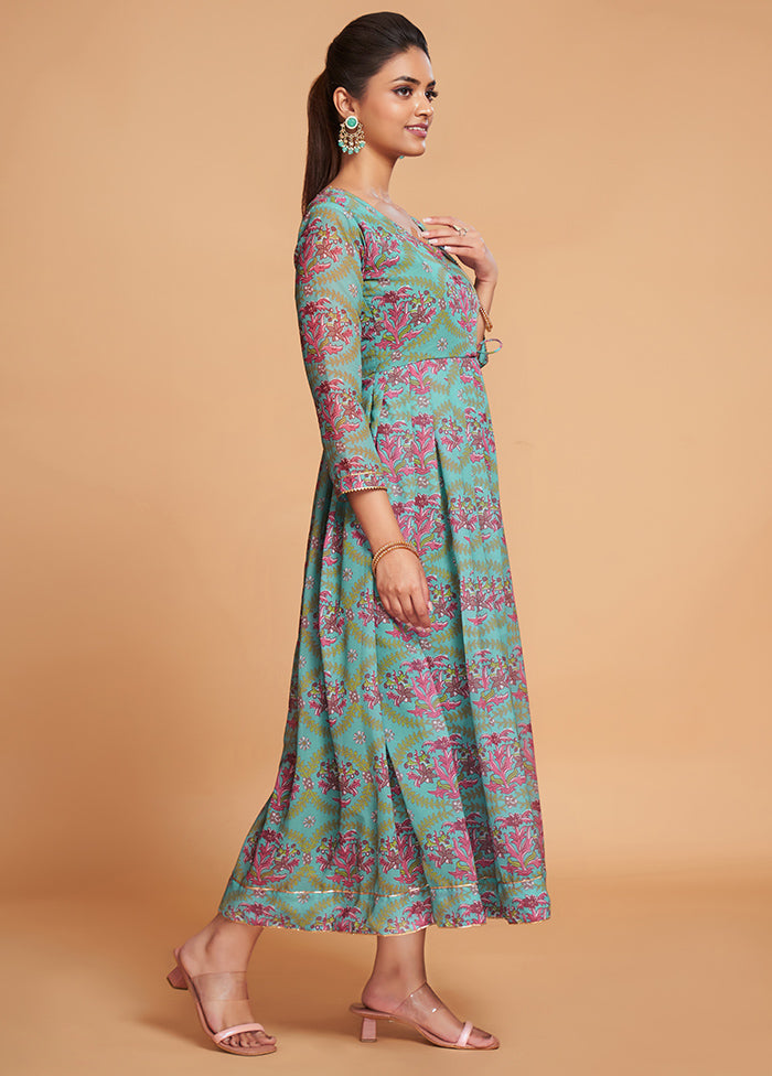 Sea Green Readymade Georgette Indian Dress - Indian Silk House Agencies