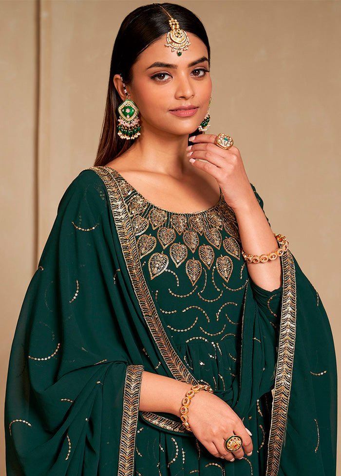 Green Semi Stitched Georgette Indian Dress - Indian Silk House Agencies